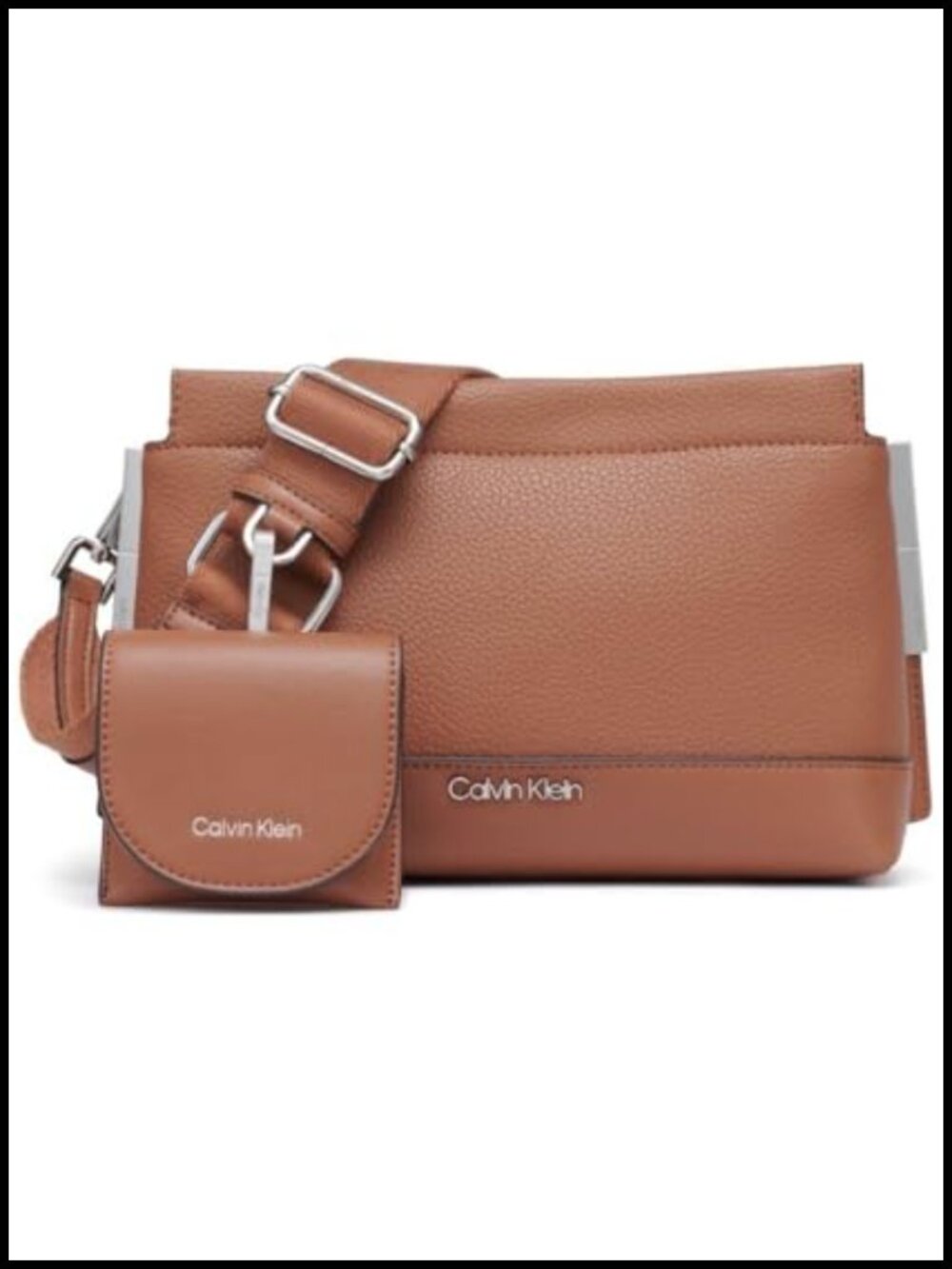 Calvin Klein Bianca Triple Compartment Crossbody Handbag Vegan Leather